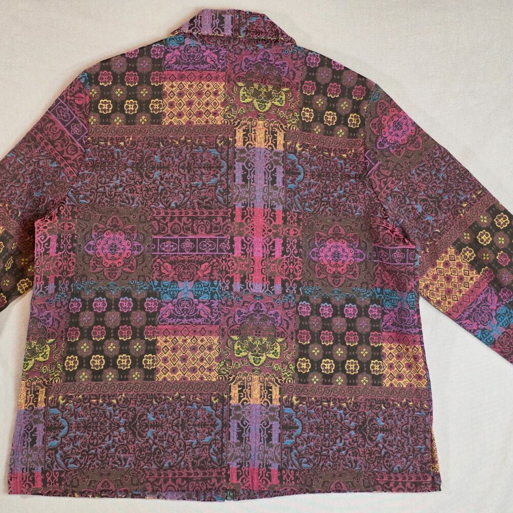 Vintage Bedford Fair Jacket Blazer Tapestry Style Cottagecore Purple Sz PXL - Picture 2 of 7